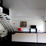 14-room hotel near Loch Palm in Kathu, Phuket living room with tv and stairs to second floor PSH-KTU-199