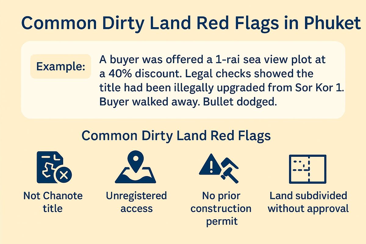 Infographics of Dirty Land Red Flags information. 