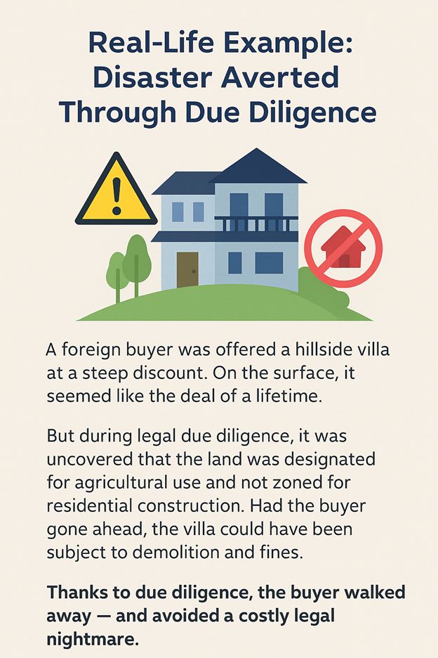 Poster highlighting the inportance of conducting due diligence when buying property. 