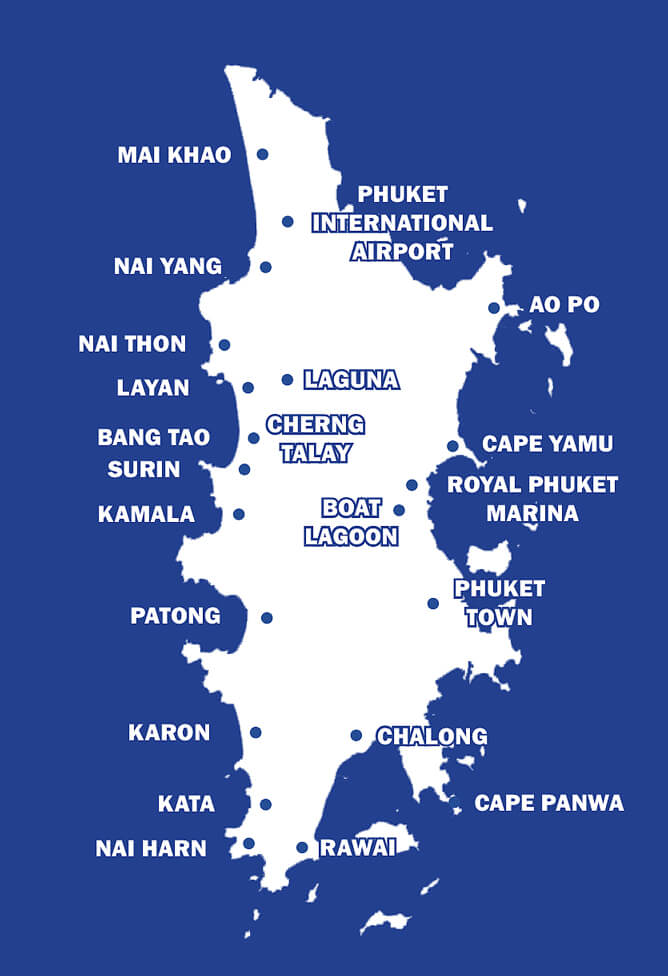 Phuket Island Map White