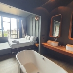 2-bedroom fully furnished sea view condo Soi Saiyuan, Rawai, Phuket bathtub and master bedroom PSC-RAW-376