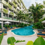 1-bedroom eco-friendly resort condo 900m to Layan Beach, Phuket – swimming pool area