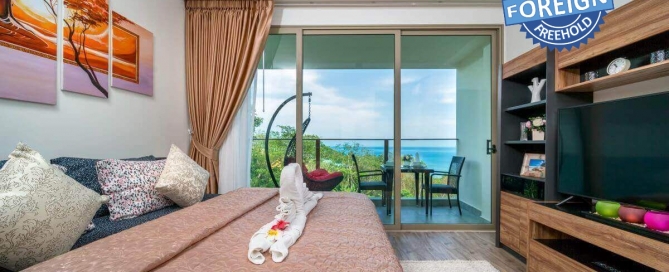 Studio Ausländische Eigentumswohnung mit Meerblick zum Verkauf im Oceana Resort in Kamala, Phuket