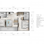 1-2 bedroom condos with 5-star hotel license near Nai Harn Beach, Phuket 2 bedroom floor plan PSC-NAH-485