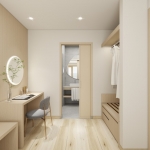 1-2 bedroom condos with 5-star hotel license near Nai Harn Beach, Phuket 1 bedroom closet and bathroom PSC-NAH-485