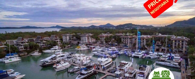 Condo 2 chambres avec animaux acceptés à vendre à la marina royale de Phuket à Kohkaew, Phuket