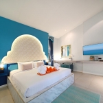 24-Bedroom Boutique Villa & Hotel Resort in Thalang, Phuket king bed with truquoise blue headboard PSR-THA-642