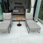 3-bedroom sea view pool villa near Layan Beach, Phuket terrace loungers with bedroom in the background PSV-LAY-632