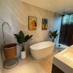 3-bedroom sea view pool villa near Layan Beach, Phuket bathroom wtih bathtub, shower and twin sinks PSV-LAY-632