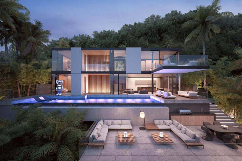 普吉岛拉扬海滩附近的三卧室海景超现代泳池别墅出售