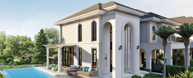 3 Bedroom Modern Classical Style Pool Villa for Sale near Laguna in Cherng Talay, Phuket