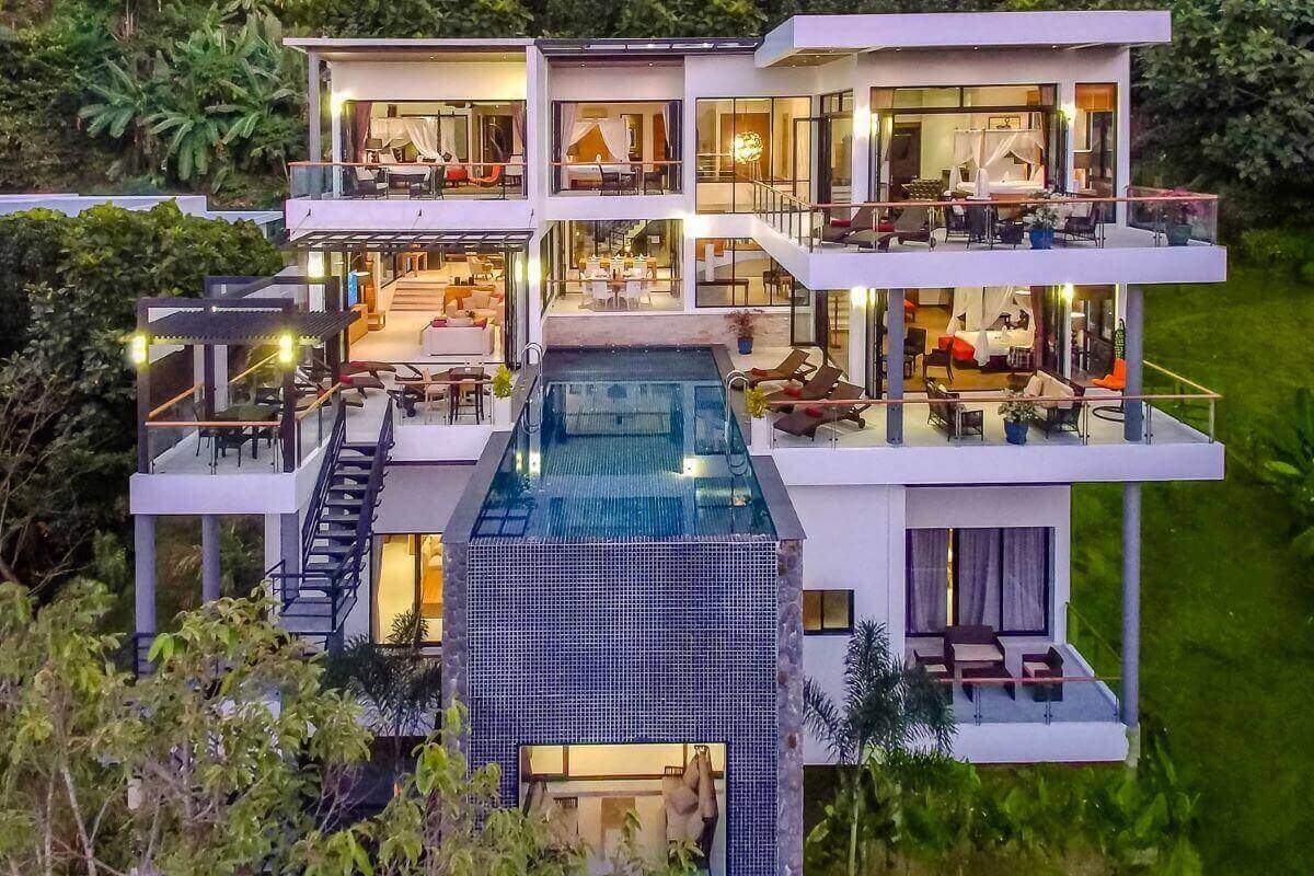 6 Bedroom Sea View Hillside Luxury Pool Villa near Surin Beach in Cherng Talay, Phuket