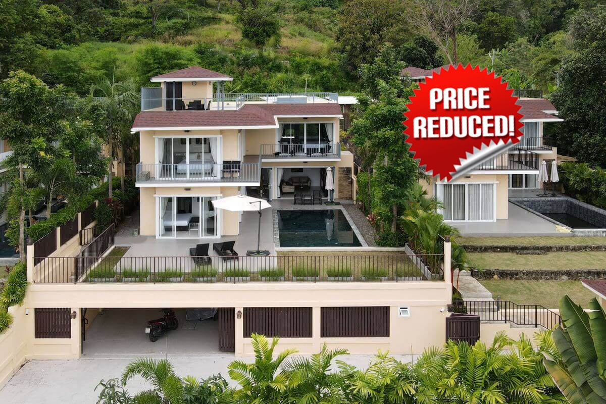 4 Bedroom Pool Villa with Distant Sea View & Roof Top Jacuzzi for Sale near Lotus’s in Chalong, Phuket