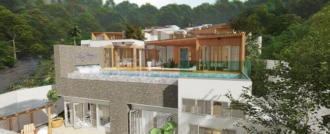 Moderne Poolvilla mit 3 Schlafzimmern in Hanglage zum Verkauf in der Nähe von Yamu Hills in Pak Lok, Thalang, Phuket