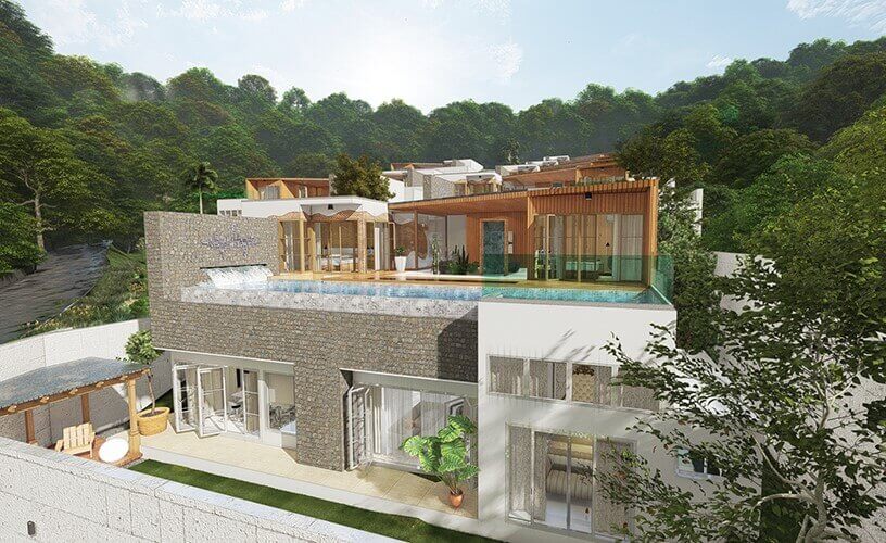 3 卧室山坡现代泳池别墅出售，靠近普吉岛他朗 Pak Lok 的 Yamu Hills