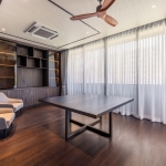 4-bedroom pool villas in the Laguna Area, Cherng Talay, Phuket room with oak floors and wall panels with ceiling fan PSV-CHE-902