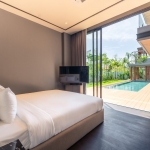 4-bedroom pool villas in the Laguna Area, Cherng Talay, Phuket bedroom with tv and pool access PSV-CHE-902