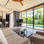 4-bedroom pool villas in the Laguna Area, Cherng Talay, Phuket living room and kitchen breakfast bar and pool access PSV-CHE-902