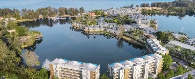 2-3 bedroom condos and penthouses with private pool in Laguna Phuket aerial view over lakes PSC-LAG-956