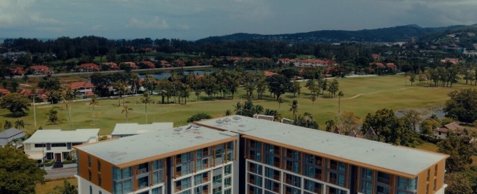 1-bedroom resort condos for sale in the Laguna area near Bang Tao Beach, Phuket aerial view PSC-BAN-976