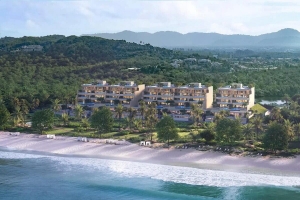 3-bedroom beachfront condos with private pools in Laguna, Phuket - aerial view