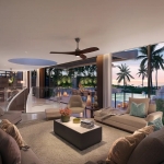 3-bedroom beachfront condos with private pools in Laguna, Phuket - sea view living area