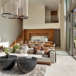 3-4 bedroom pool villas in the 5-Star Layan Bay area, Phuket open plan living, dining and kitchen area with stairs at the rear PSV-LAY-1041