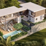 3-4 bedroom pool villas in the 5-Star Layan Bay area, Phuket aerial view of villa PSV-LAY-1041