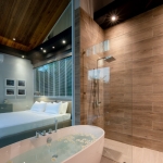 3-bedroom pool villas for sale near Stay Resort in Rawai, Phuket bathroom with bathtub and shower looking into bedroom PSV-RAW-1060