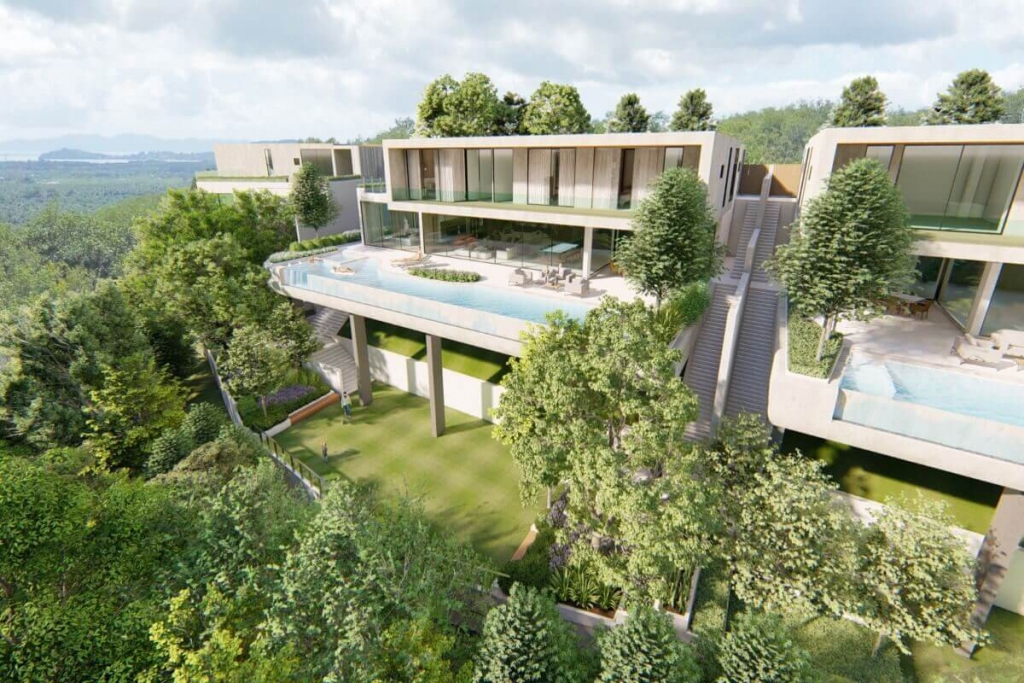 4-5 Bedroom Sea View Contemporary Luxury Hilltop Pool Villas for Sale in Thalang, Phuket