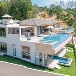 3-6 bedroom sea view pool villas near Layan Beach, Phuket aerial full view of villa PSV-LAY-1114