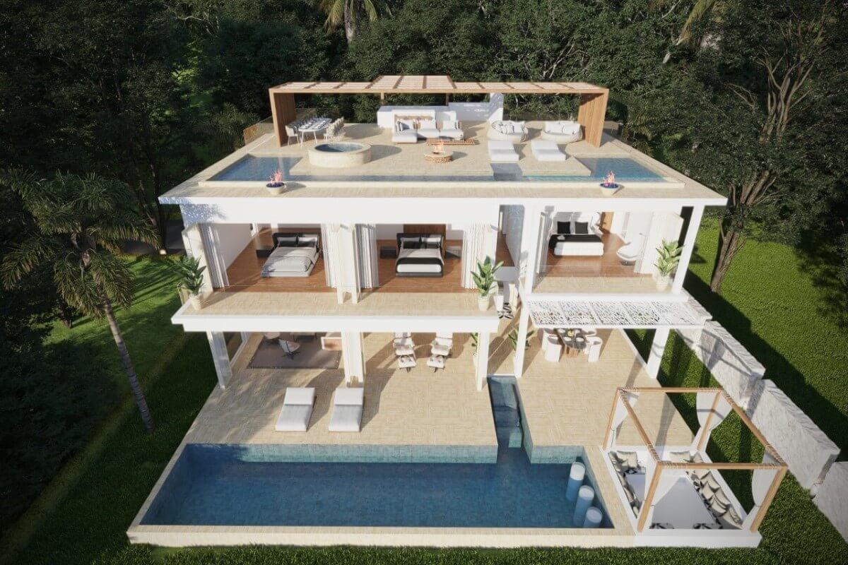 3-4 Bedroom Sea or Valley View Modern Pool Villas for Sale near Layan Beach, Phuket