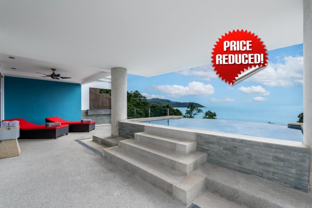 三卧室顶层泳池公寓，可俯瞰普吉岛卡塔海滩的海景步行道