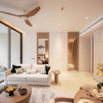 1-3 bedroom seaside wellness condos near Bang Tao Beach Phuket living area and bedroom PSC-BAN-1182