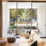 1-3 bedroom seaside wellness condos near Bang Tao Beach Phuket living room and terrace PSC-BAN-1182