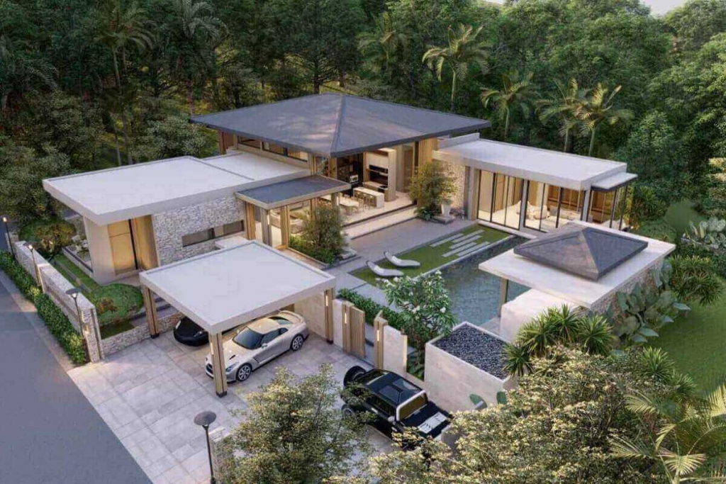 Villas de 2 à 4 chambres avec piscine à vendre sur de grands terrains près du golf de Mission Hills à Thalang, Phuket