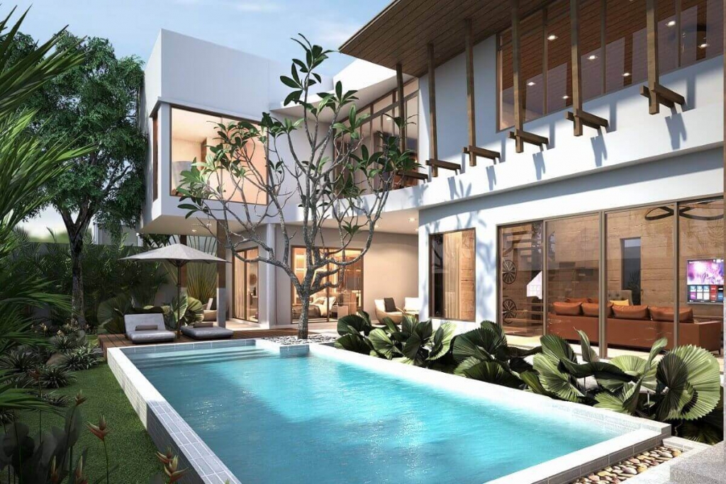 Villa con piscina e 3 camere da letto in vendita nell'area di Manik, a 7 minuti dall'inizio a Cherng Talay, Phuket