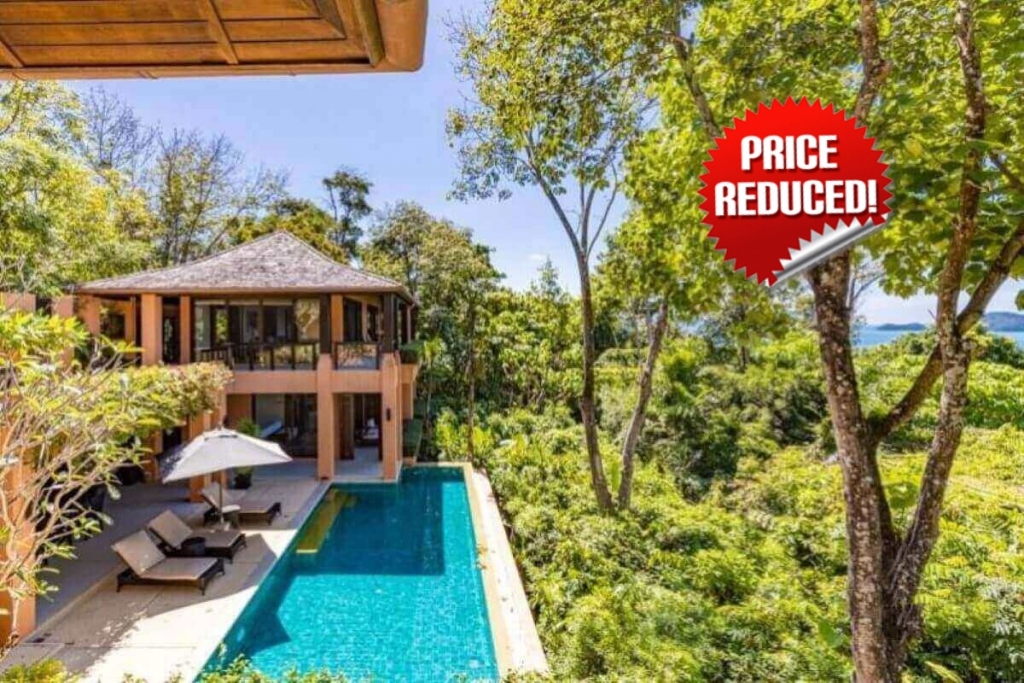Villa con piscina fronte mare con 3 camere da letto in vendita su ampio terreno di 1,172 mq in vendita a Sri Panwa, Phuket