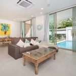 3-bedroom foreign freehold condo pool villa for sale near Bang Tao Beach, Phuket living and dining area PSV-BAN-1240