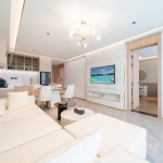 1-2 bedroom sea view condos near Chalong Bay and ISP in Rawai, Phuket living room PSC-RAW-1278