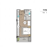 1-bedroom sea view condos near Layan Beach, Phuket studio floorplan PSC-LAY-1271