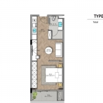 1-bedroom sea view condos near Layan Beach, Phuket 43 sqm floorplan PSC-LAY-1271