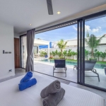 3-4 bedroom pool villas near ISP in Rawai, Phuket bedroom with wall to wall sliding glass doors and pool access PSV-RAW-1078