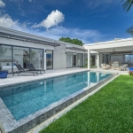 3-4 bedroom pool villas near ISP in Rawai, Phuket exterior shot showing pool access bedroom PSV-RAW-1078