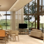 3-6 bedroom lakeside pool villas near HeadStart in Cherng Talay, Phuket living room and dining room overlooking lake PSV-CHE-1334