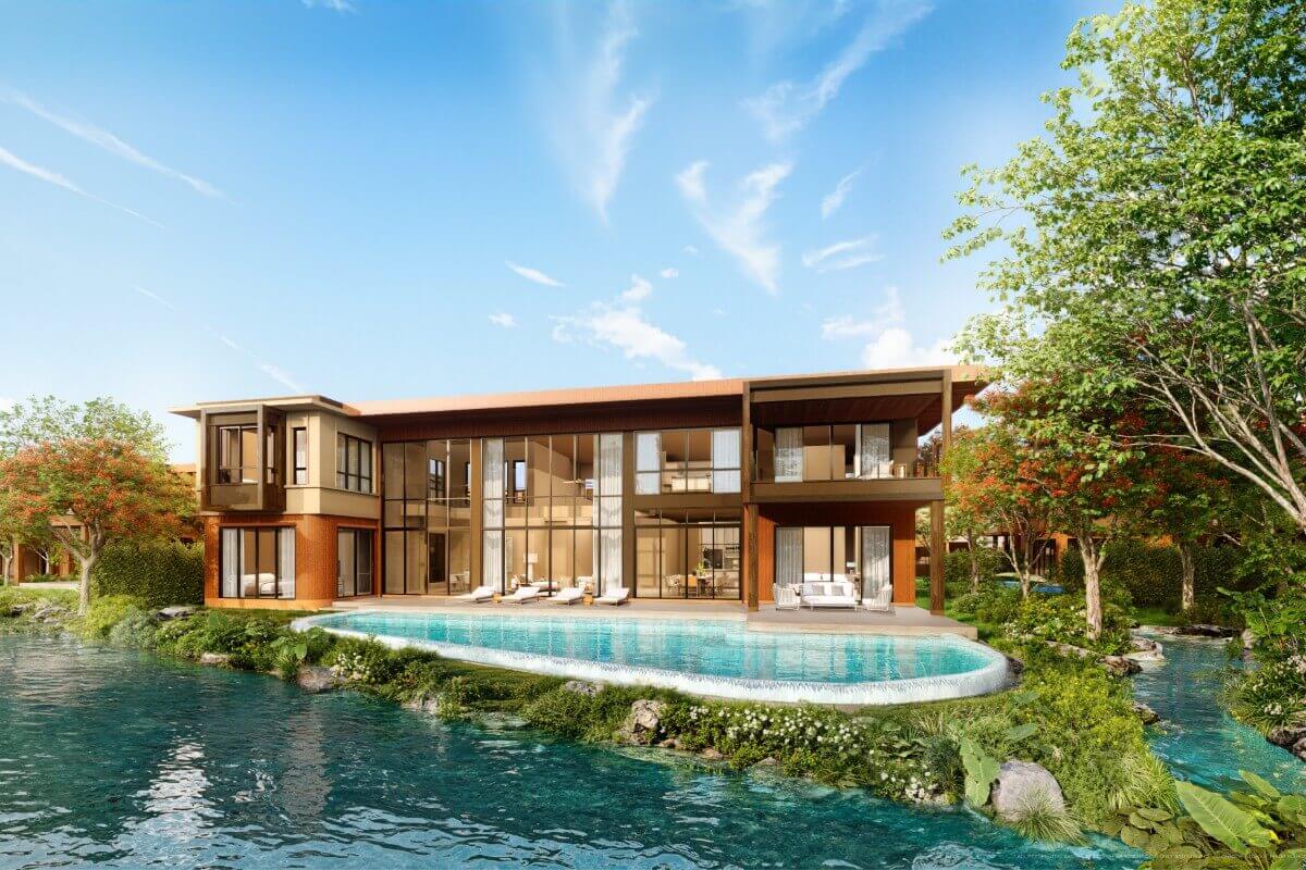 3-6 bedroom lakeside pool villas near HeadStart in Cherng Talay, Phuket 2-storey villa and pool beside lake PSV-CHE-1334