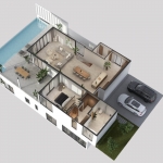 3-bedroom mountain view villas with large pools in Baan Manik, Phuket upper floorplan PSV-MNK-1330