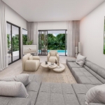 3-bedroom mountain view villas with large pools in Baan Manik, Phuket pool access living area PSV-MNK-1330