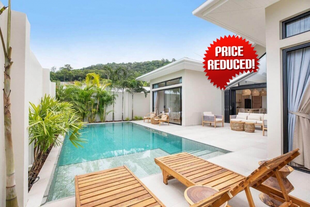 3 Bedroom Modern Balinese Inspired Pool Villa for Sale 8 Mins to Nai Harn Beach in Rawai, Phuket