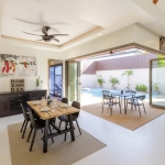 2-bedroom smart home pool villa near Rawai Beach, Phuket indoor outdoor dining area overlooking pool PSV-RAW-1343
